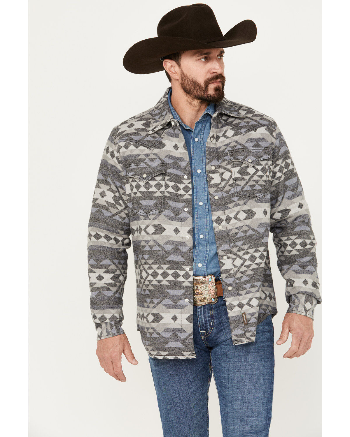 Wrangler Retro Men's Premium Southwestern Print Long Sleeve Snap Western Shirt