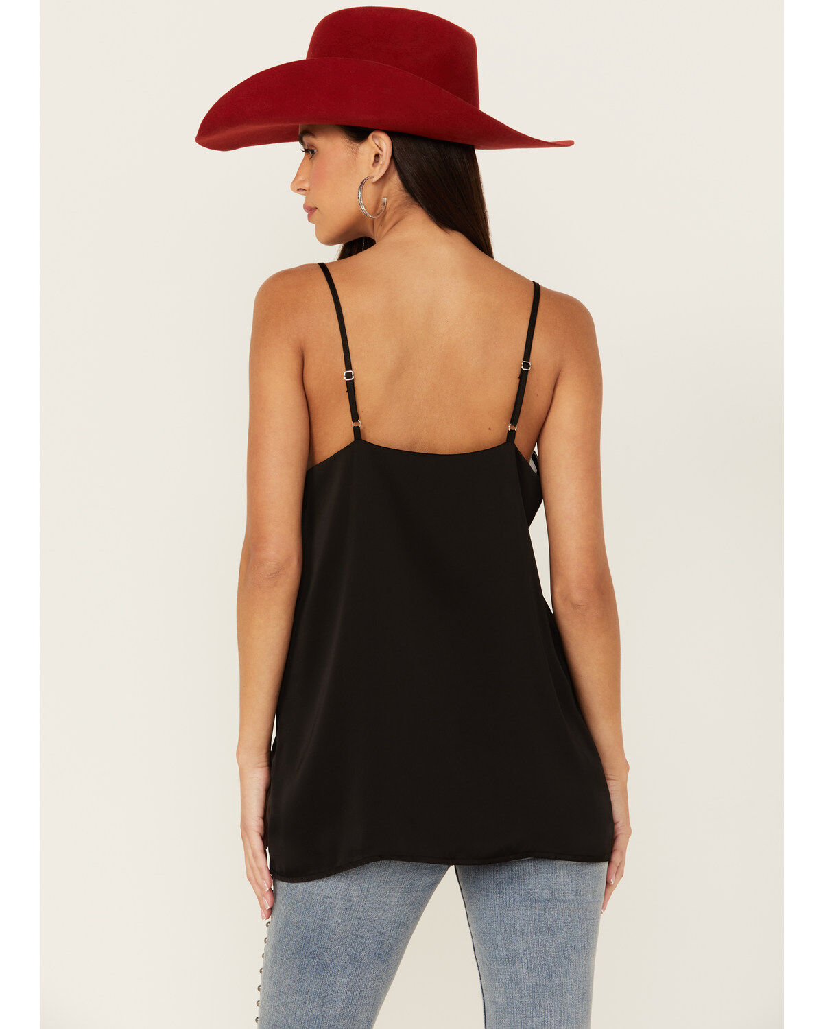 Rock & Roll Denim Women's Mesh Accent Satin Tank