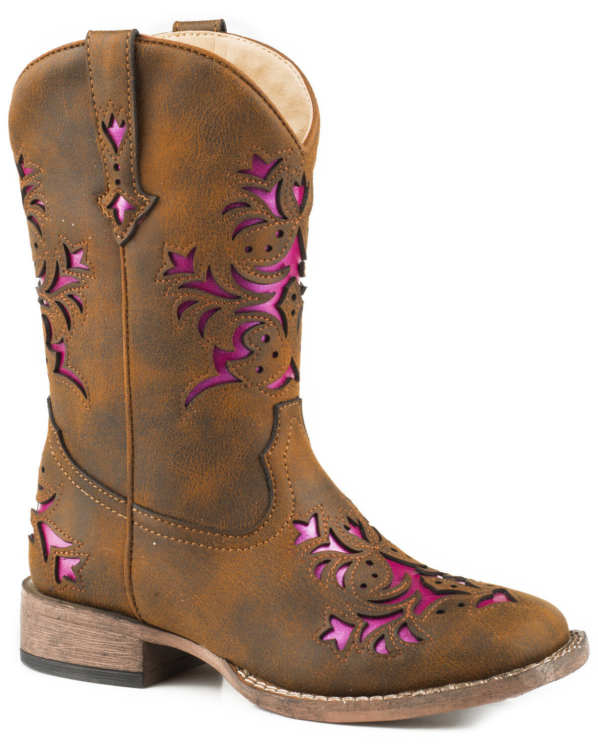 Roper Girls' Lola Metallic Underlay Western Boots - Square Toe