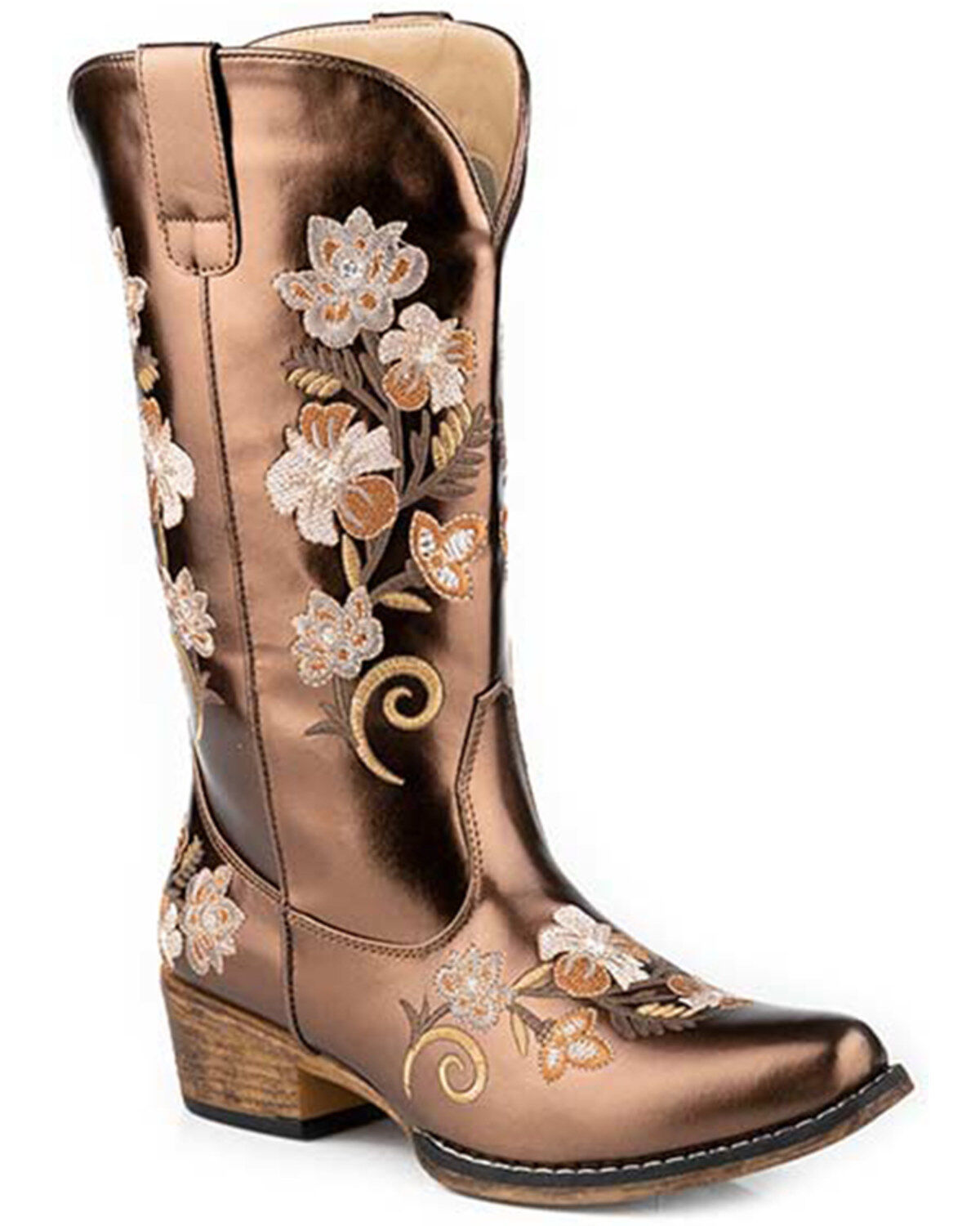 Roper Women's Riley Floral Embroidered Western Boots - Snip Toe