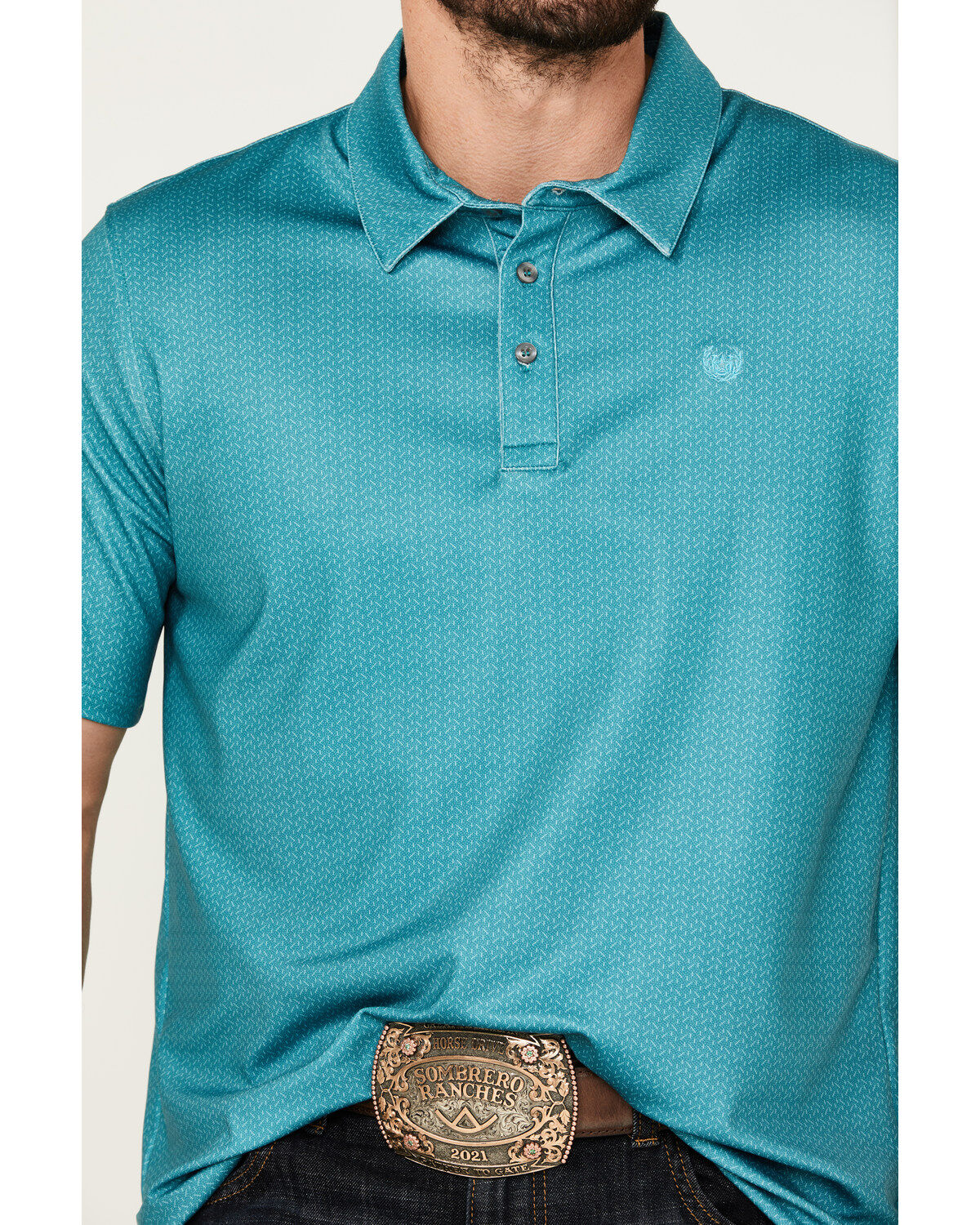 Panhandle Men's Ditsy Dot Print Short Sleeve Performance Polo Shirt