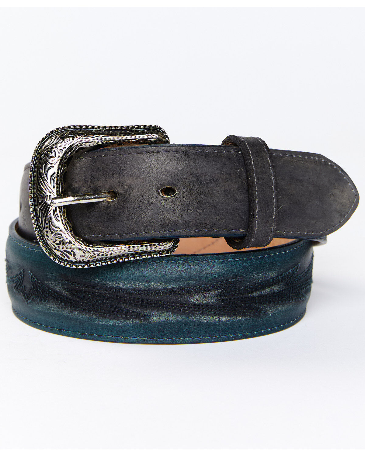 Moonshine Spirit Men's Two Tone Storm Embroidered Western Belt