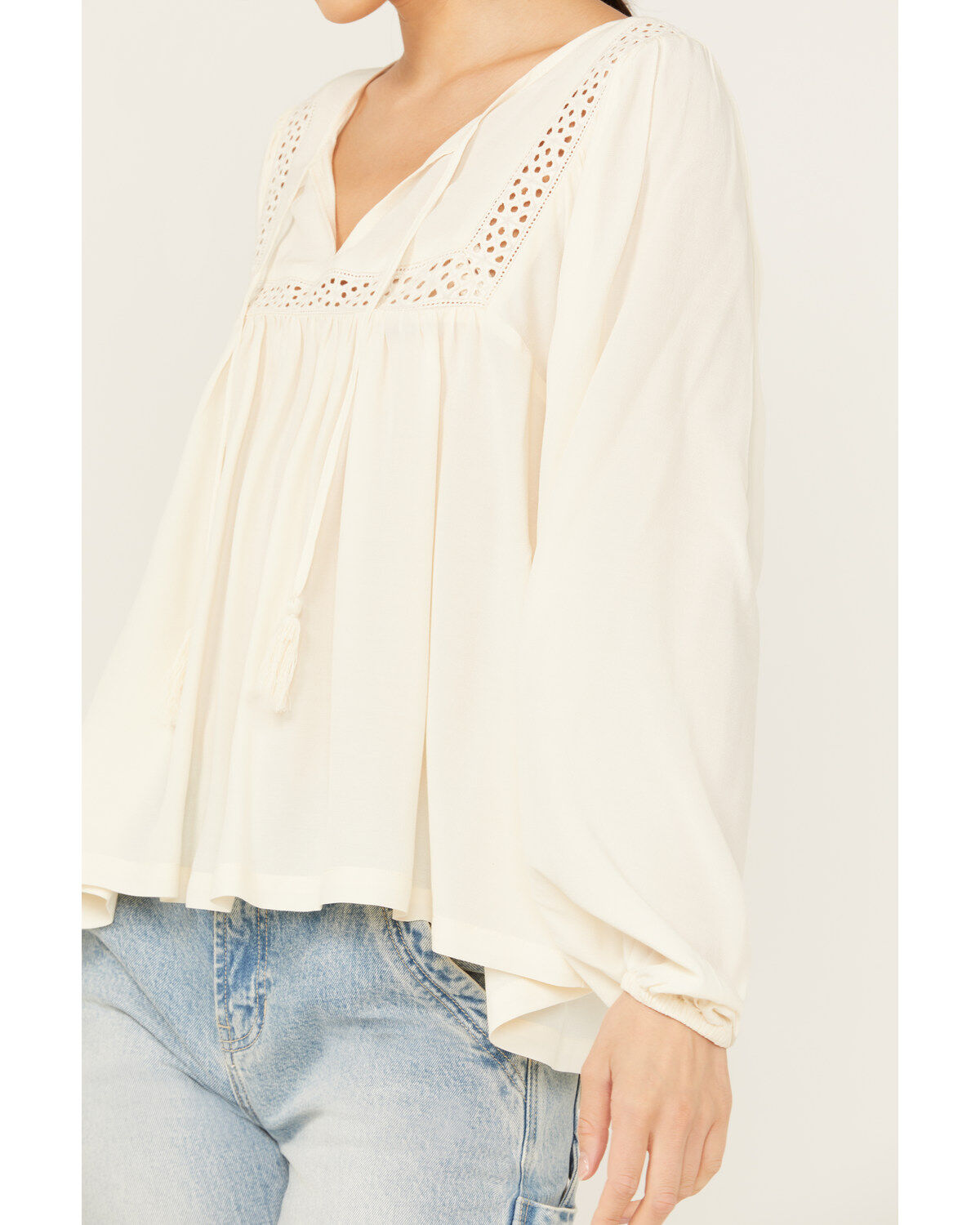 Cleo + Wolf Women's Austin Long Blouson Sleeve Painters Blouse