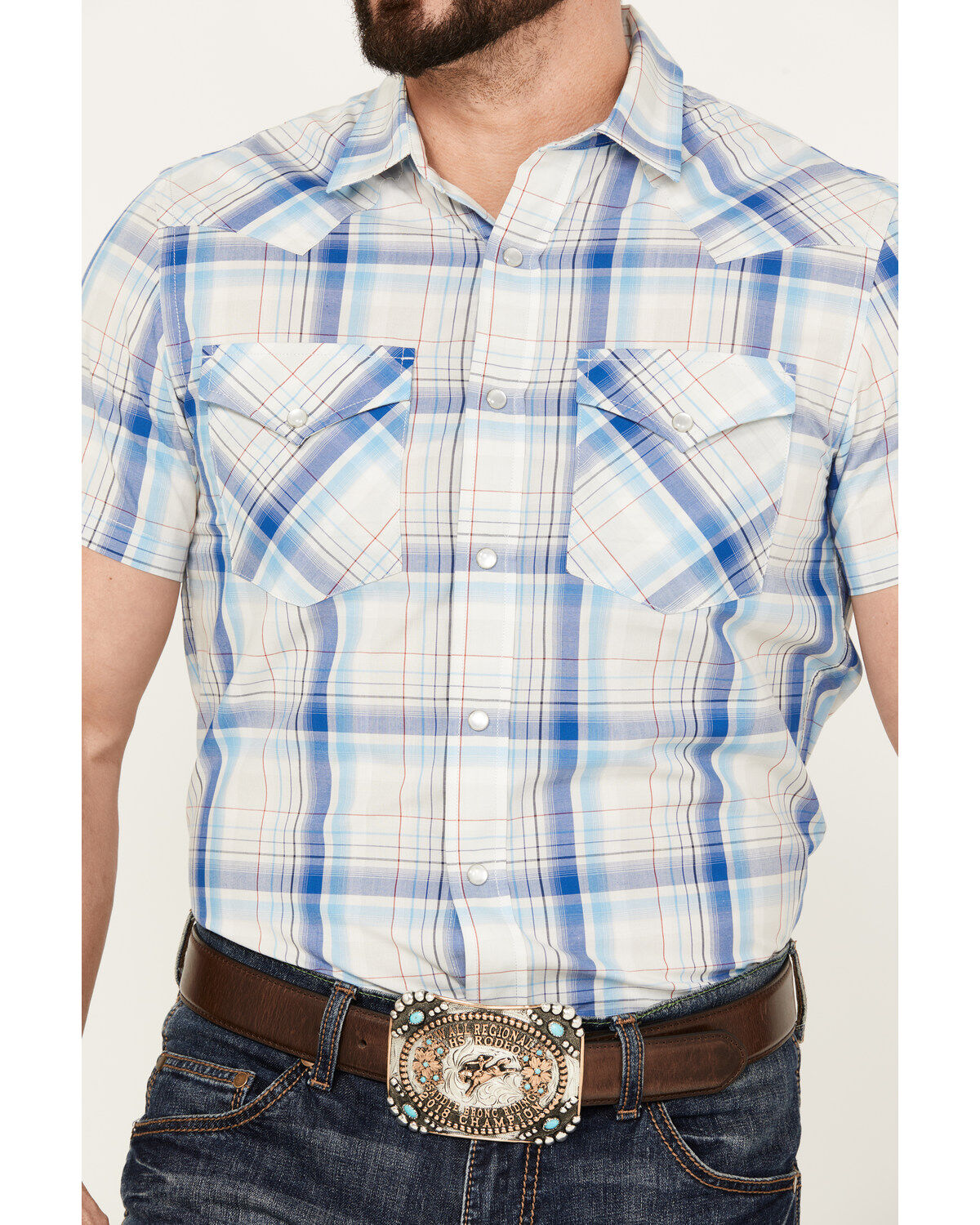 Pendleton Men's Frontier Plaid Short Sleeve Western Pearl Snap Shirt