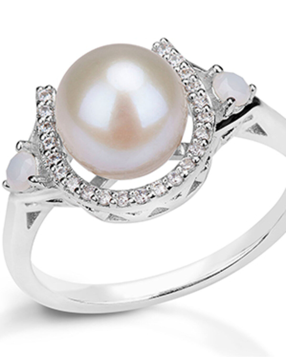 Kelly Herd Women's Sterling Silver Pearl Horseshoe Ring