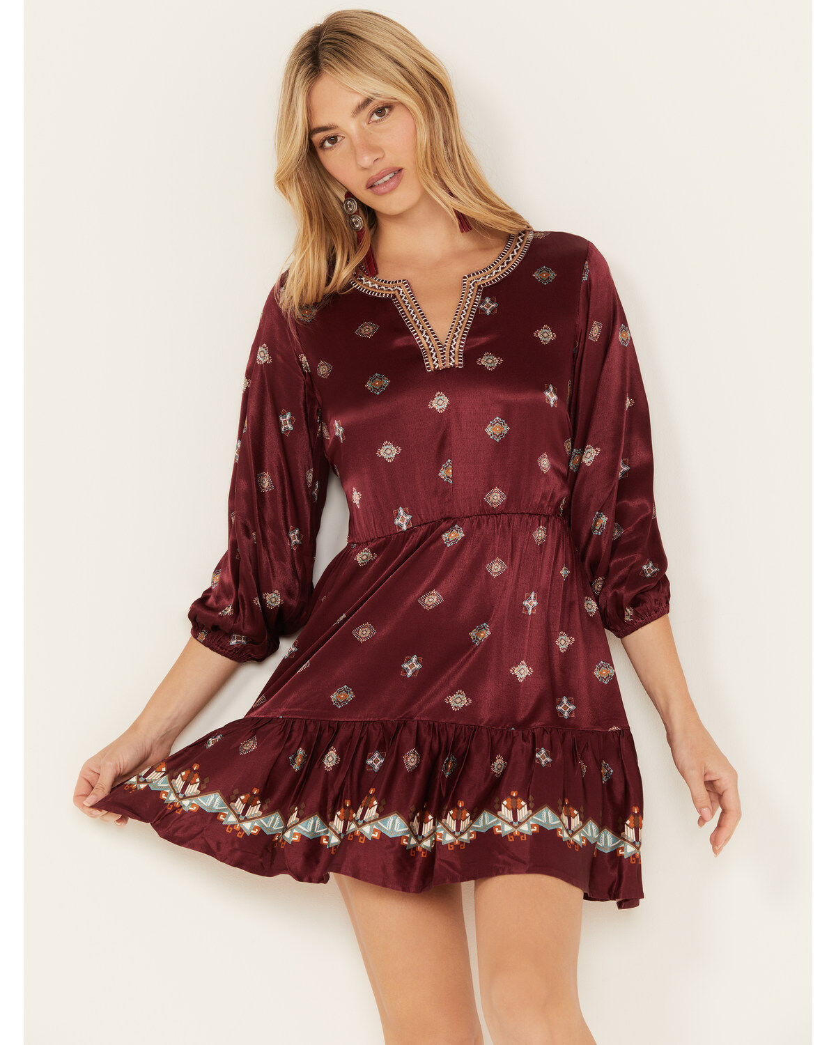 Shyanne Women's Border Southwestern Printed Mini Dress