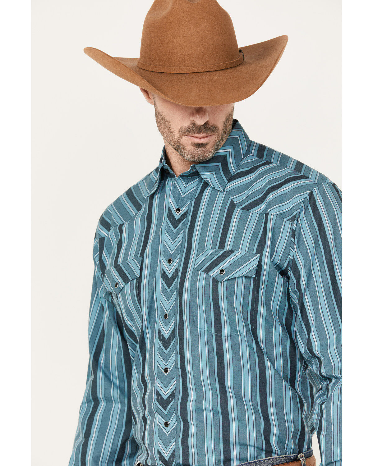 Wrangler Men's Striped Long Sleeve Snap Western Shirt