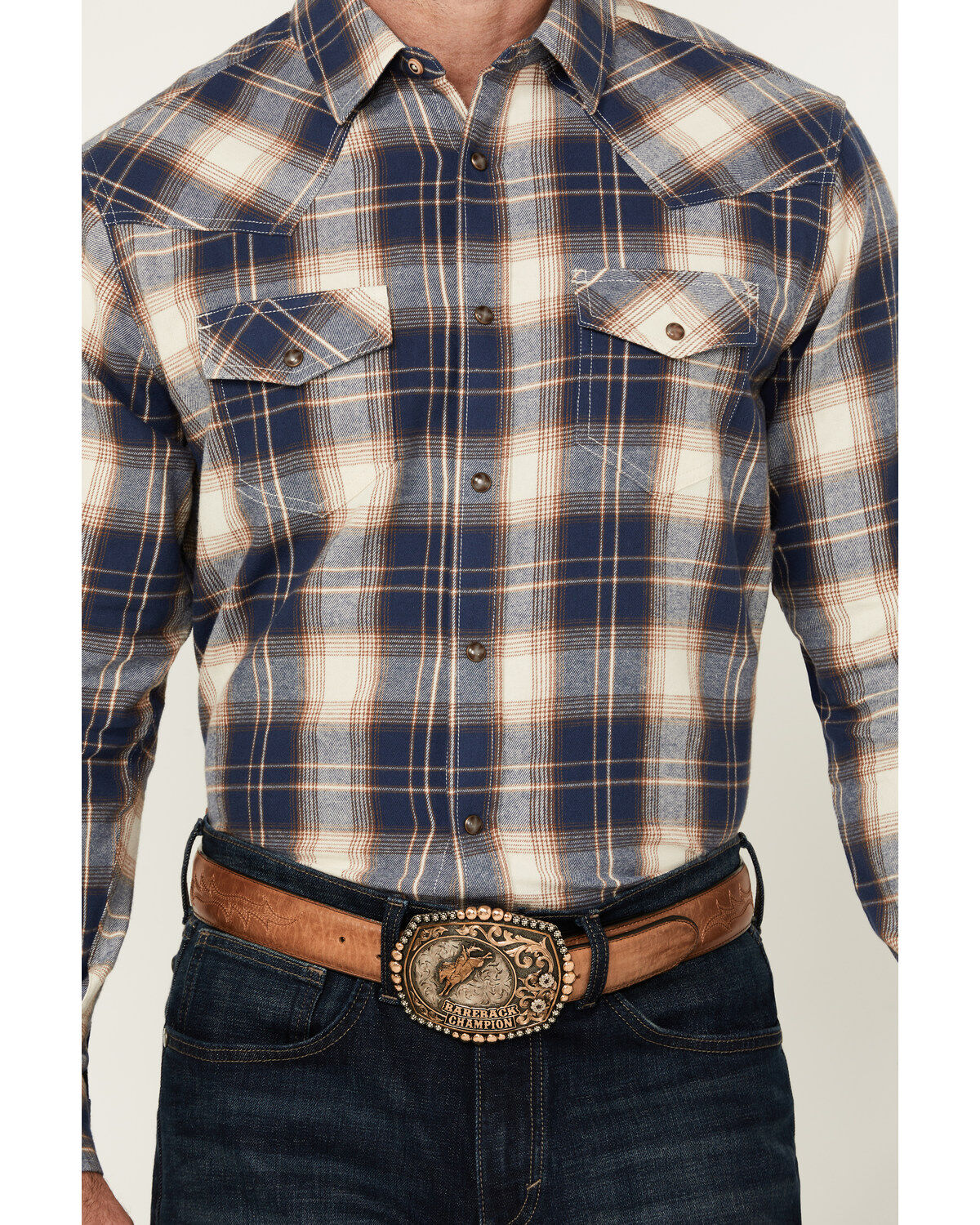 Cody James Men's Harvest Plaid Print Long Sleeve Snap Western Shirt