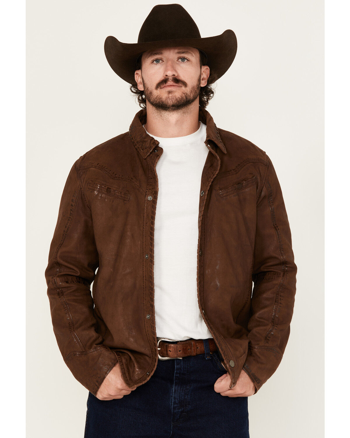 Mauritius Leather Men's Woodly Whipstitch Leather Jacket