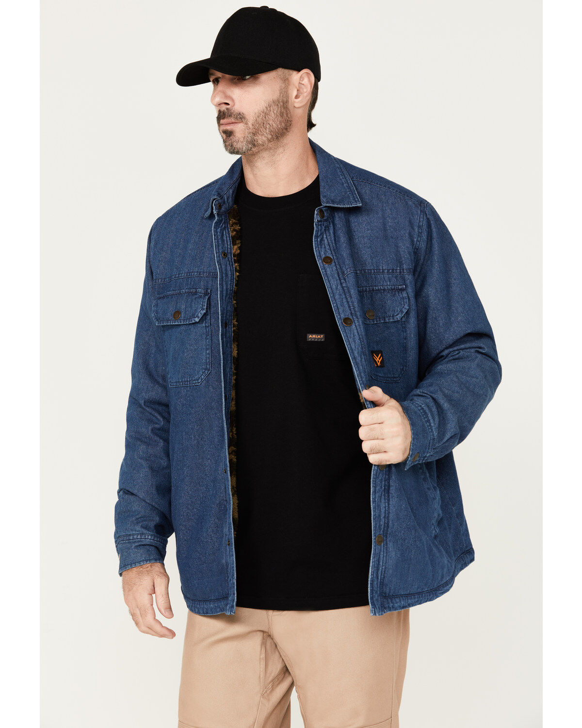 Hawx Men's Dark Wash Denim Lined Work Shirt Jacket