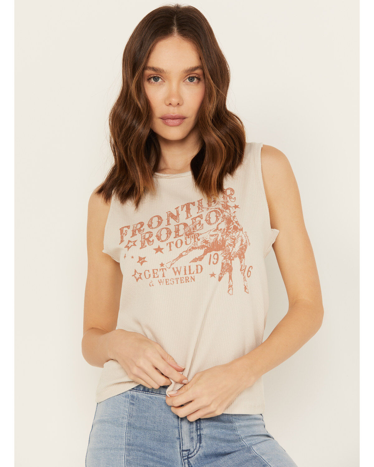 Panhandle Women's Rib Knit Graphic Sleeveless Tank