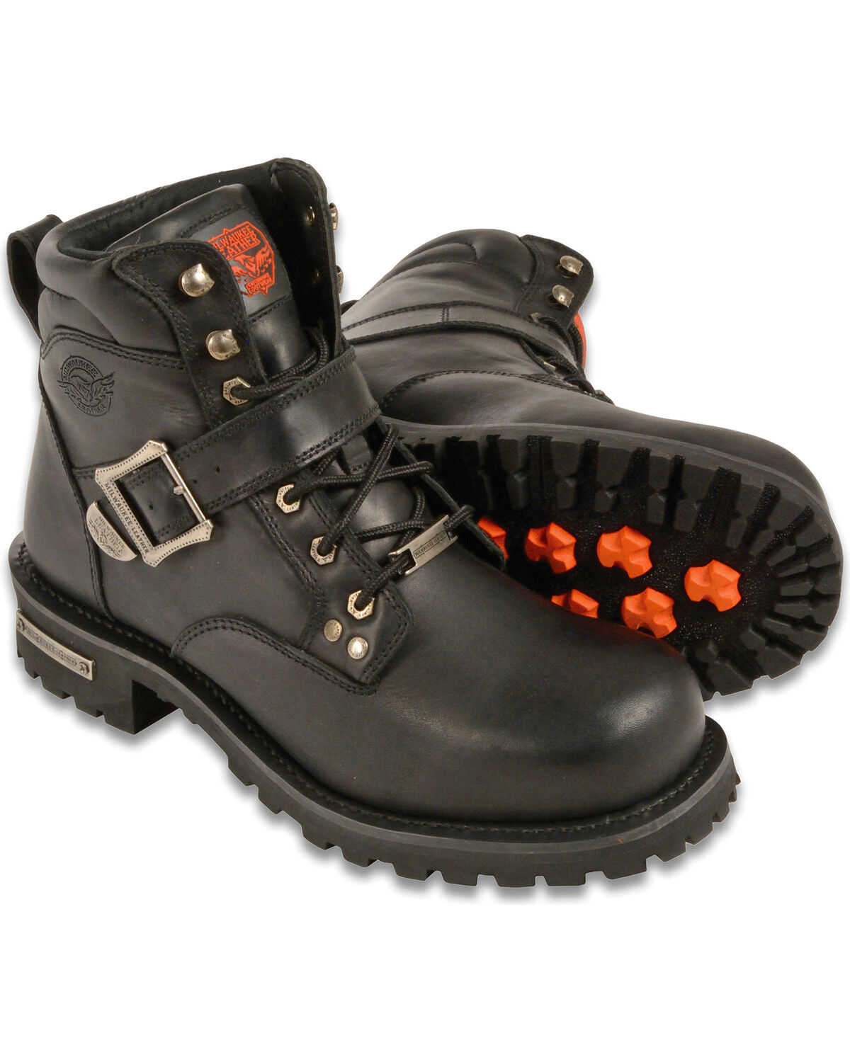 Milwaukee Leather Men's 6" Side Buckle Boots - Round Toe