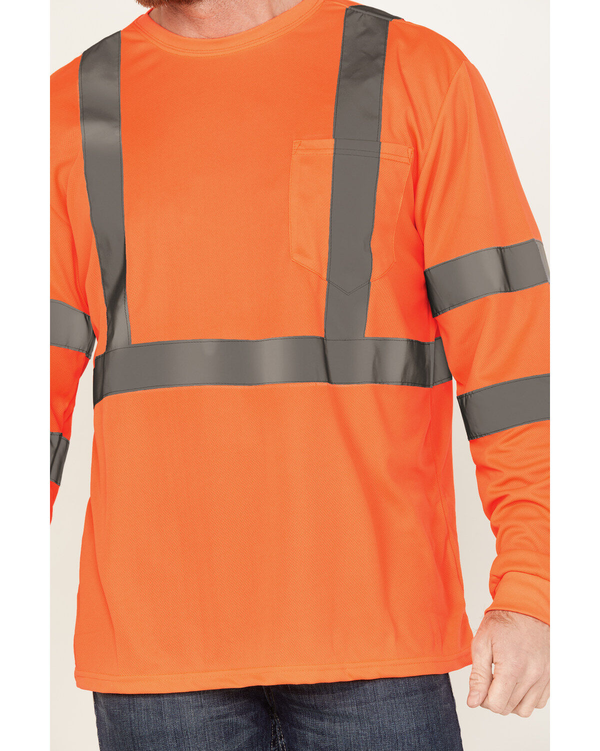 Hawx Men's Solid Enhanced Hi-Vis Long Sleeve Pocket Work T-Shirt - Big