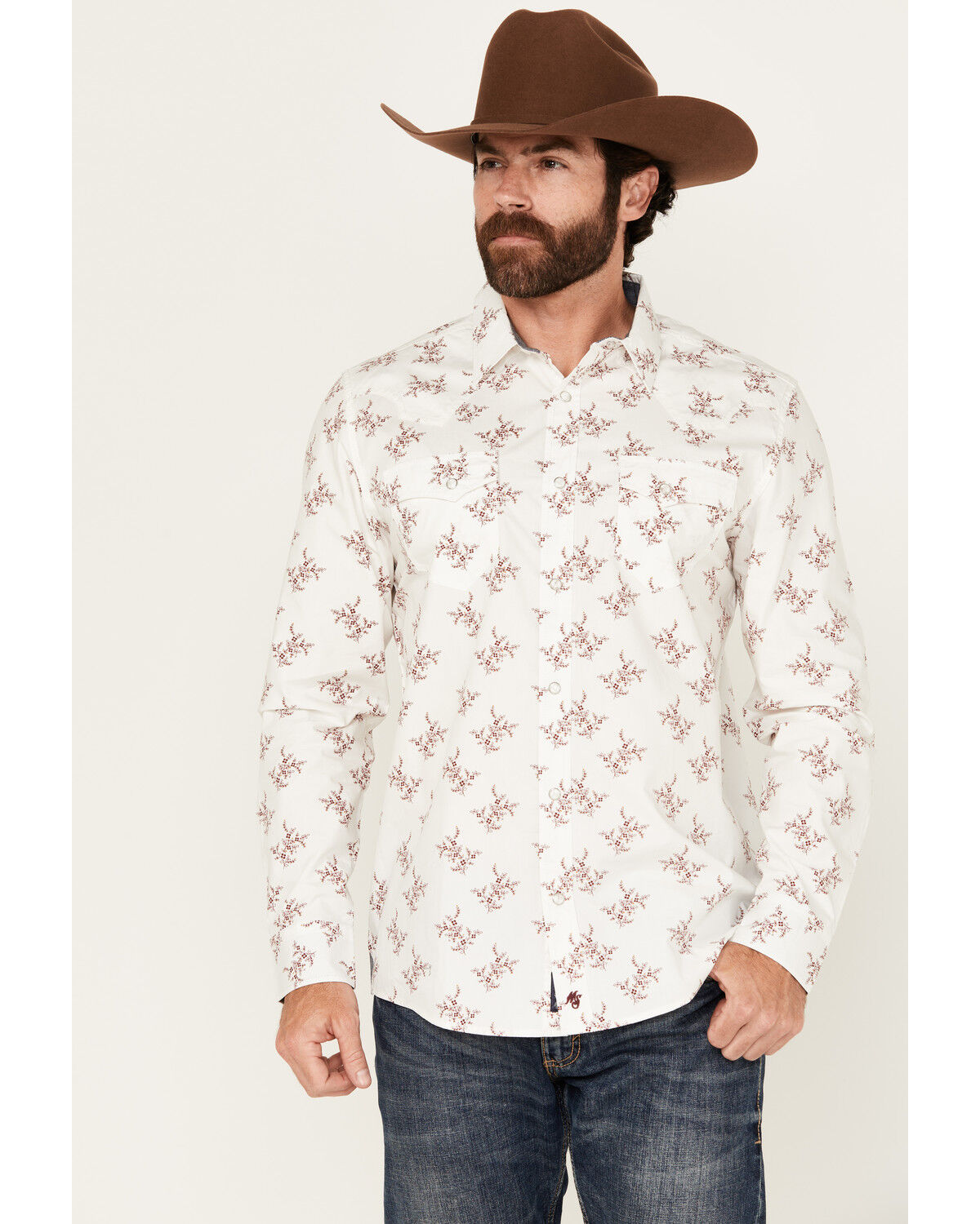 Moonshine Spirit Men's In the Light Floral Print Long Sleeve Snap Western Shirt