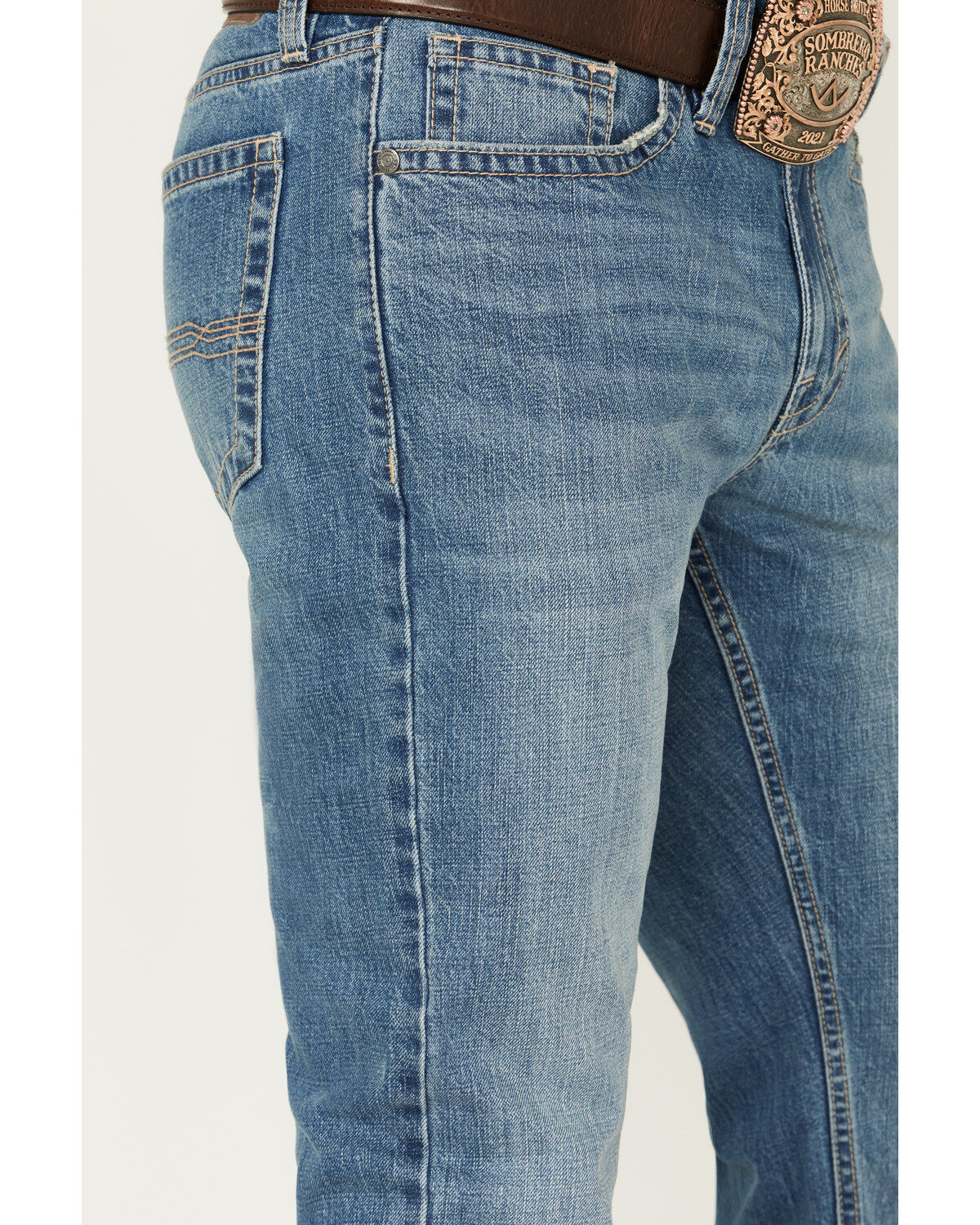 Cody James Men's Roughstock Medium Wash Slim Straight Rigid Denim Jeans
