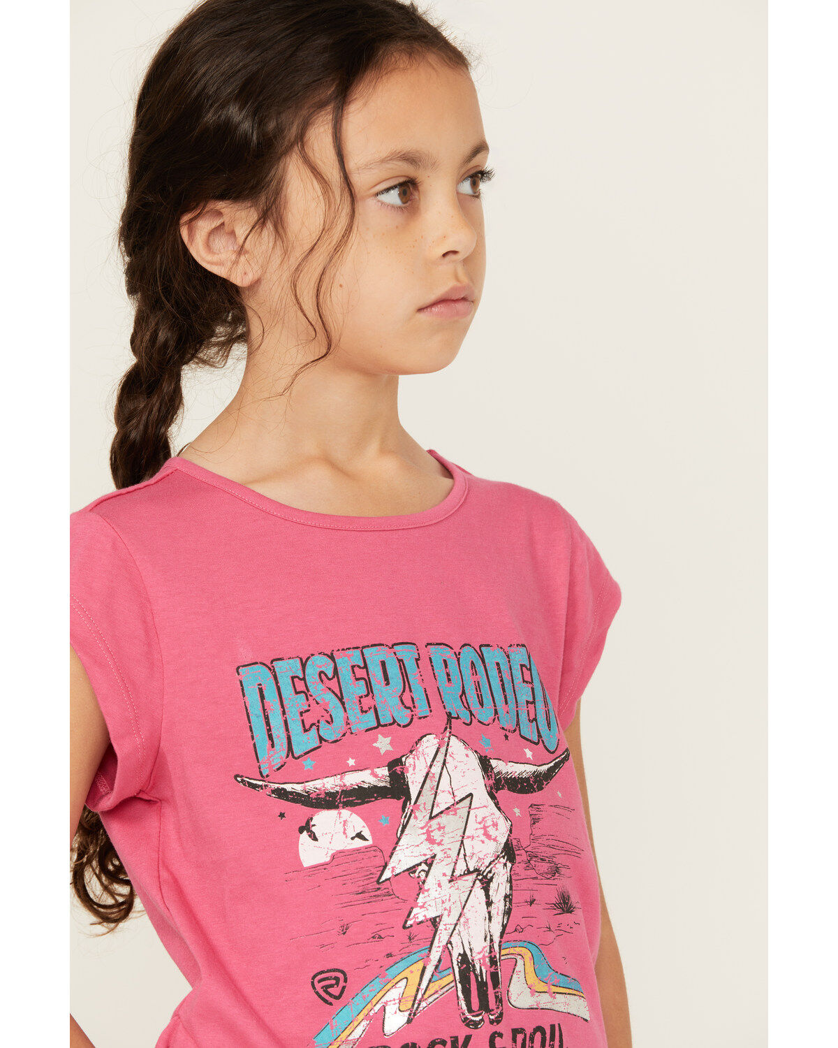 Rock & Roll Denim Girls' Steer Head Fringe Short Sleeve Tee