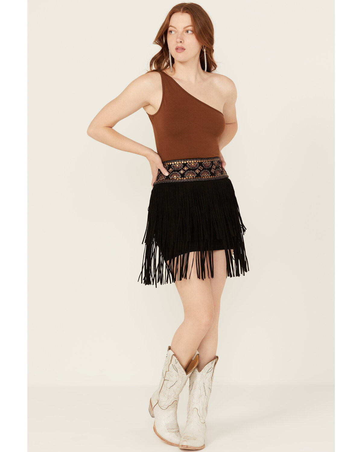 Shyanne Women's Decorated Waist Fringe Skirt