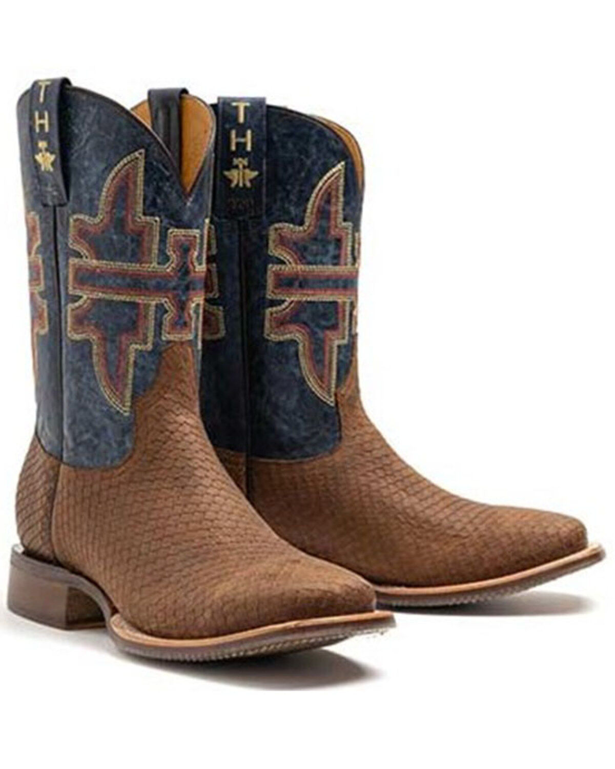 Tin Haul Men's Faux Viper Print Western Boots - Broad Square Toe