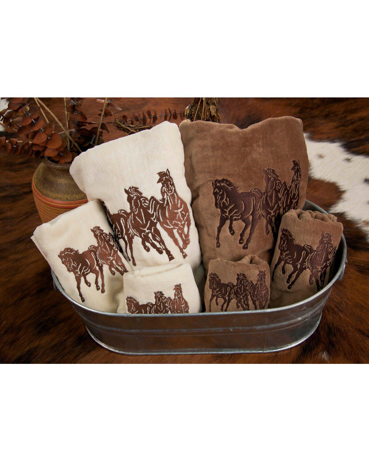 HiEnd Accents Embroidered Horses Bath Towel Set - 3 Piece