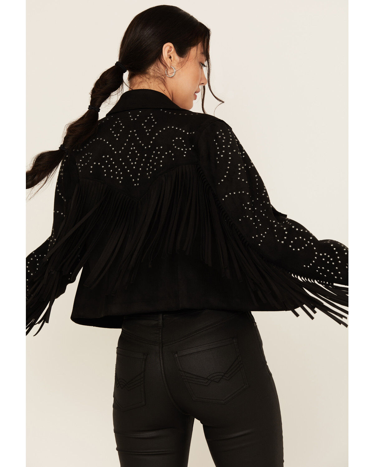 Idyllwind Women's Blair Fringe and Studded Faux Suede Snap Jacket