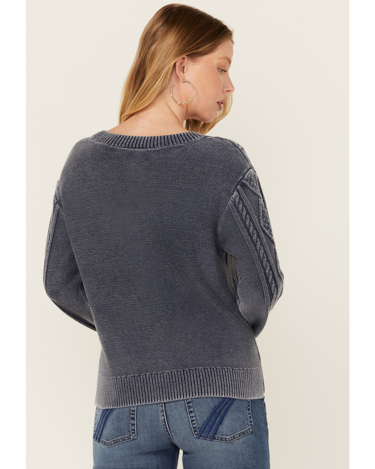 Cleo + Wolf Women's Clark Acid Wash Cable Knit Sweater