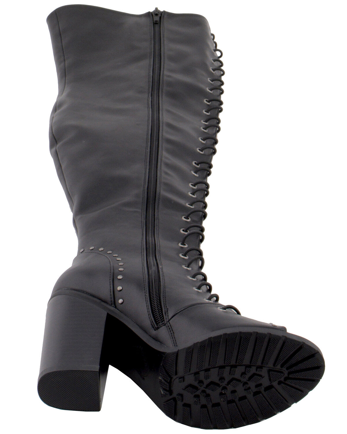 Milwaukee Leather Women's Open Toe Front Knee High Boots - Round Toe