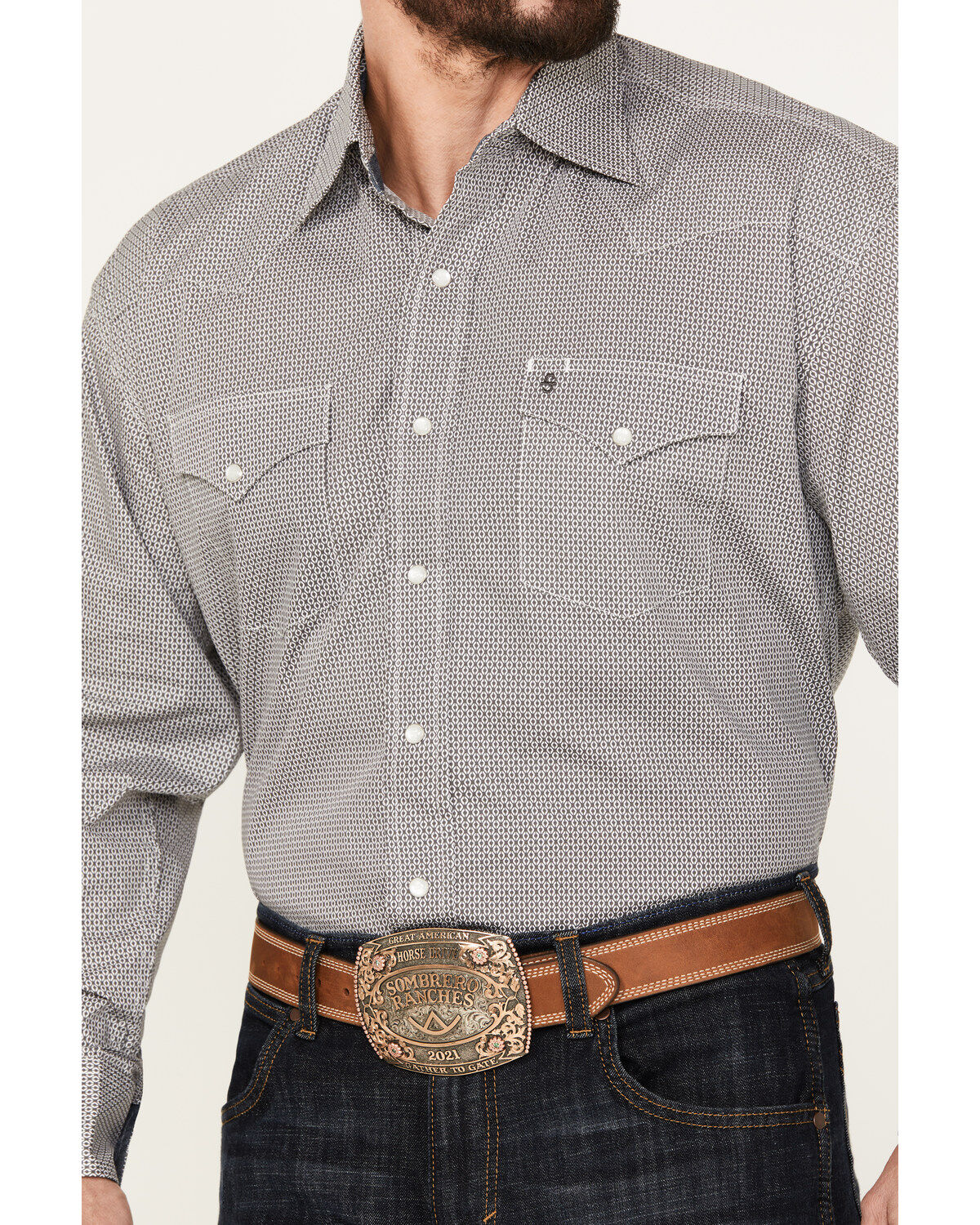 Stetson Men's Diamond Geo Print Long Sleeve Western Pearl Snap Shirt