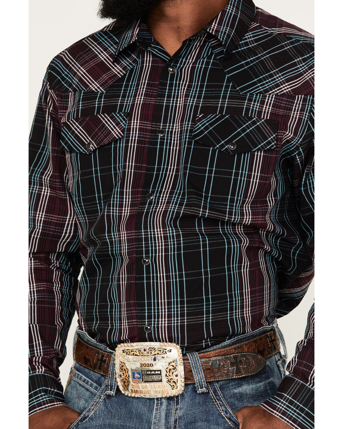 Gibson Men's Purple Hazed Plaid Snap Western Shirt