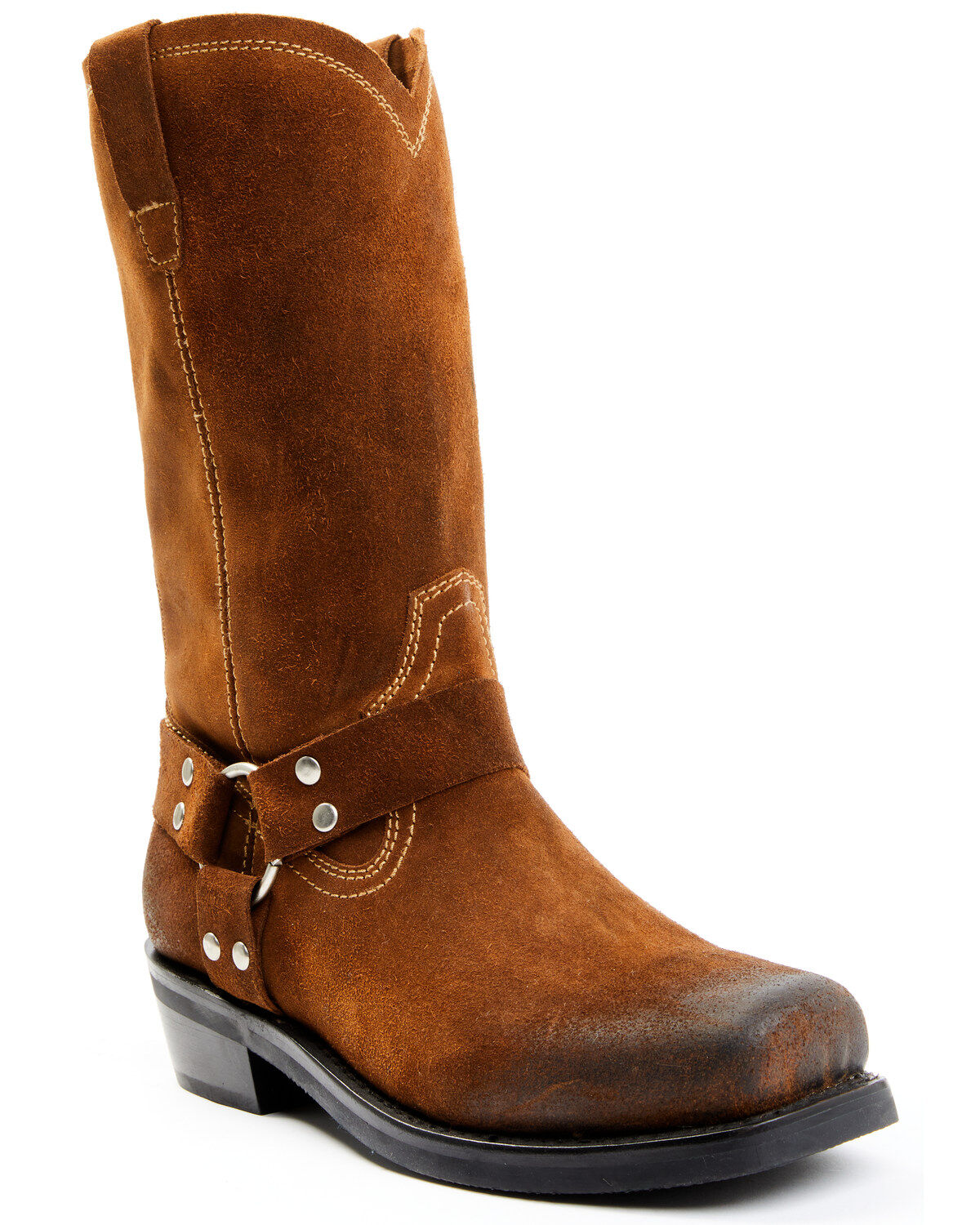 Brothers and Sons Men's Pull-On Roughout Motorcycle Boots - Square Toe
