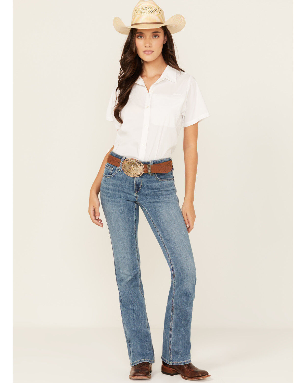 Ariat Women's Naz Medium Wash Perfect Rise Bootcut Stretch Denim Jeans