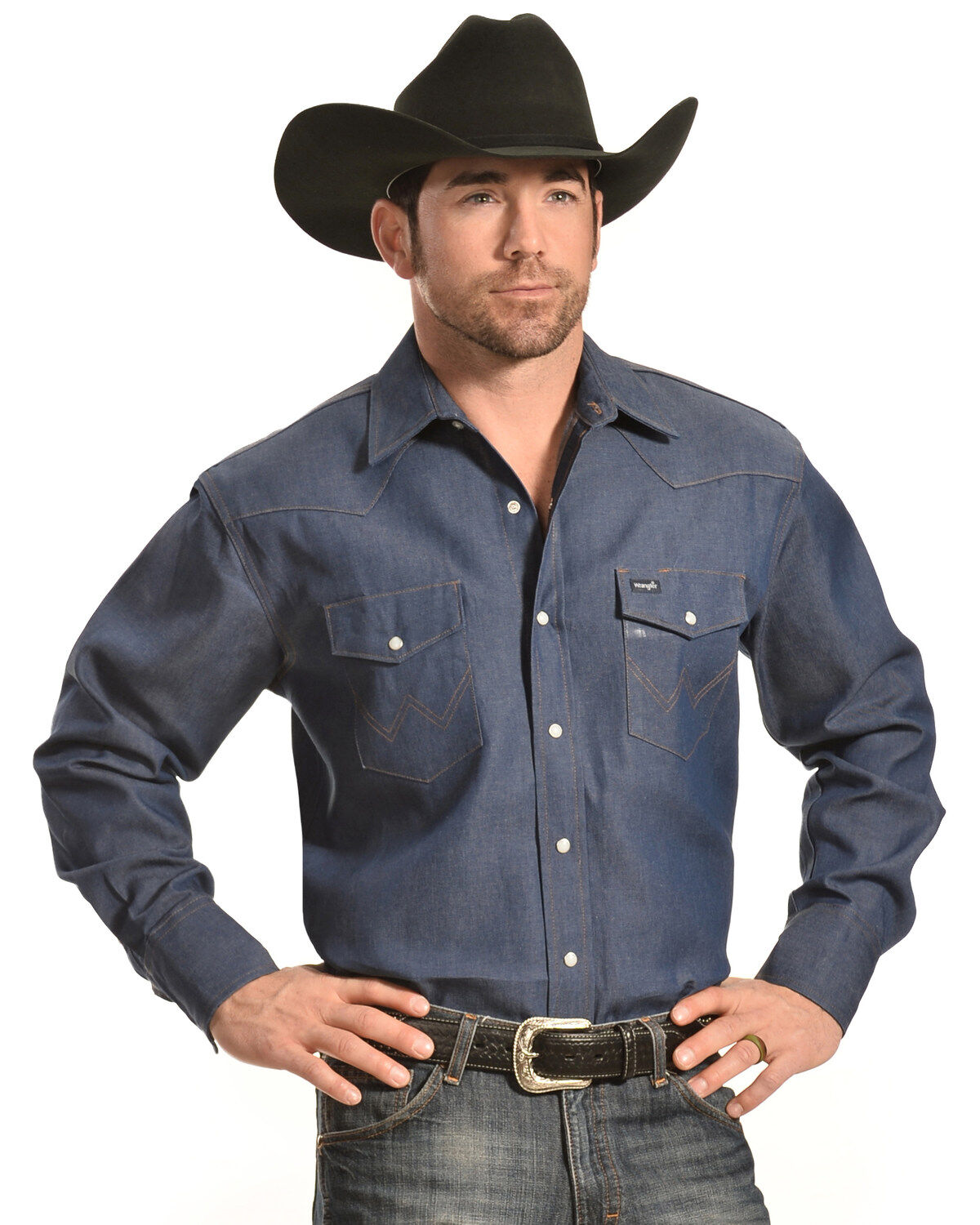 Wrangler Men's Denim Long Sleeve Work Shirt