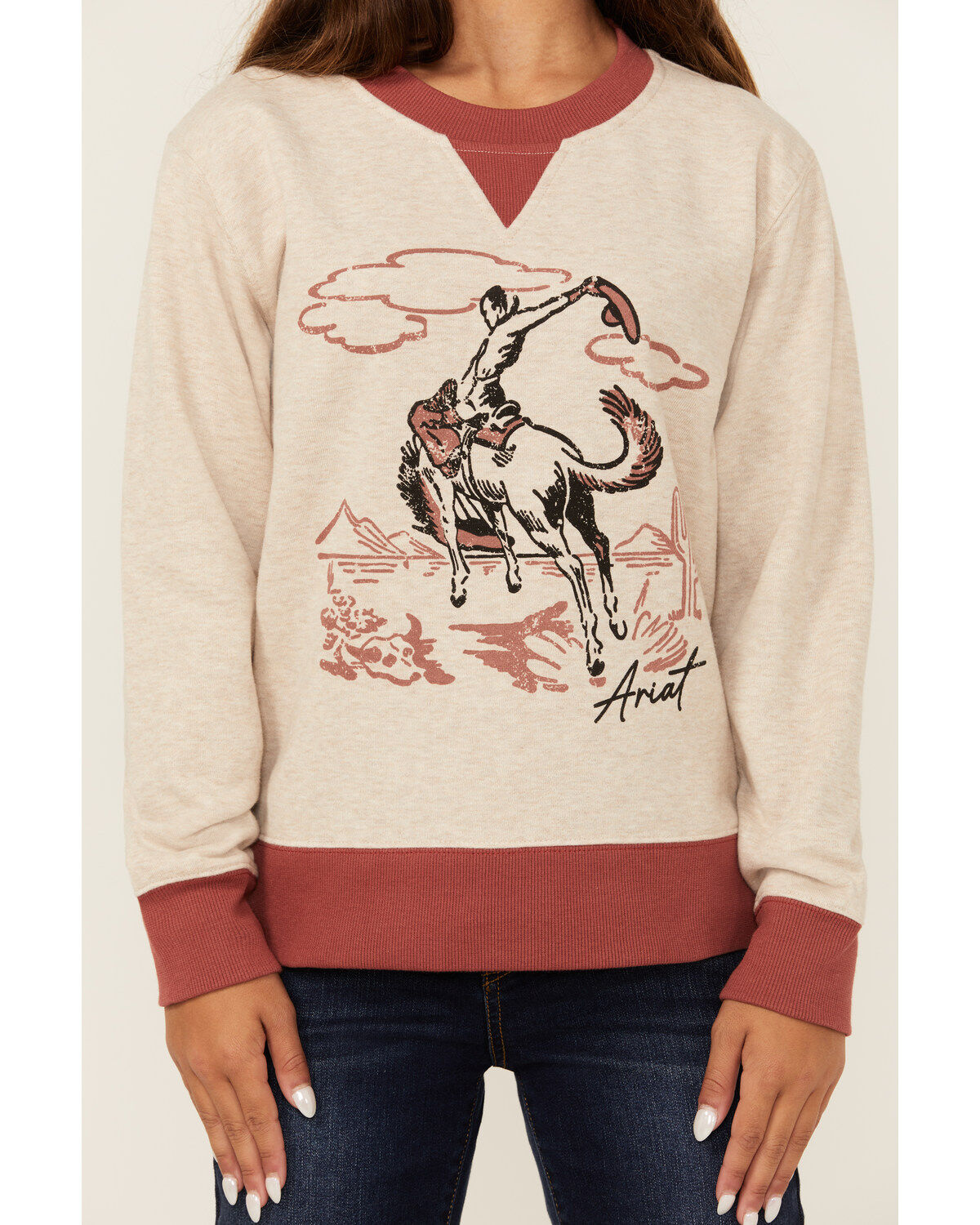 Ariat Girls' Bronco Print Long Sleeve Graphic Shirt