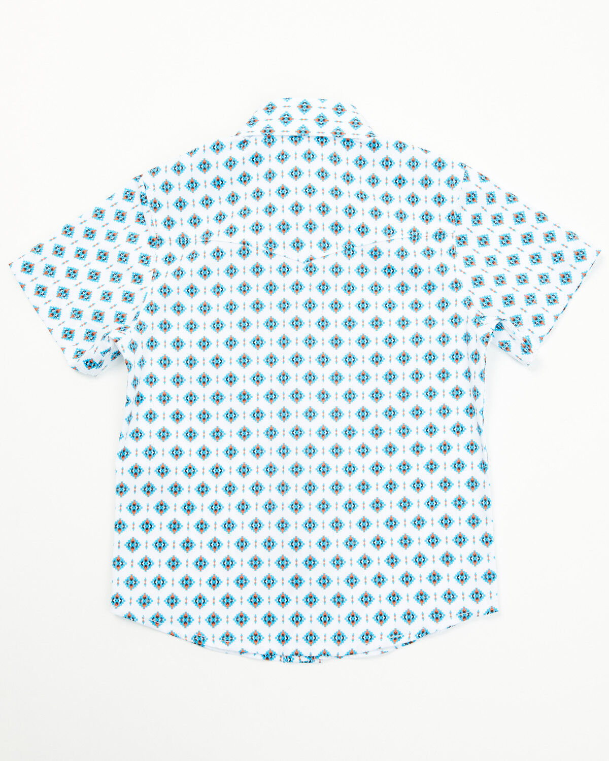 Rodeo Clothing Boys' Little Southwestern Print Short Sleeve Snap Stretch Western Shirt
