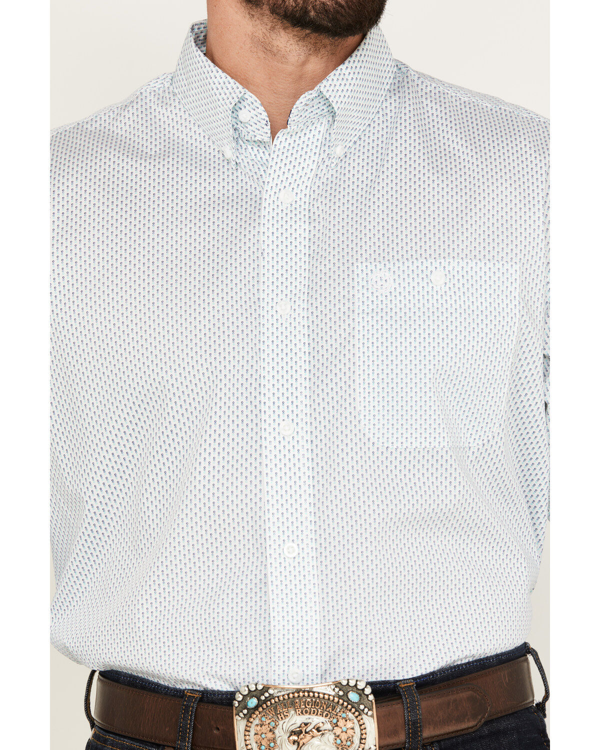 George Strait by Wrangler Men's Geo Print Long Sleeve Button-Down Shirt