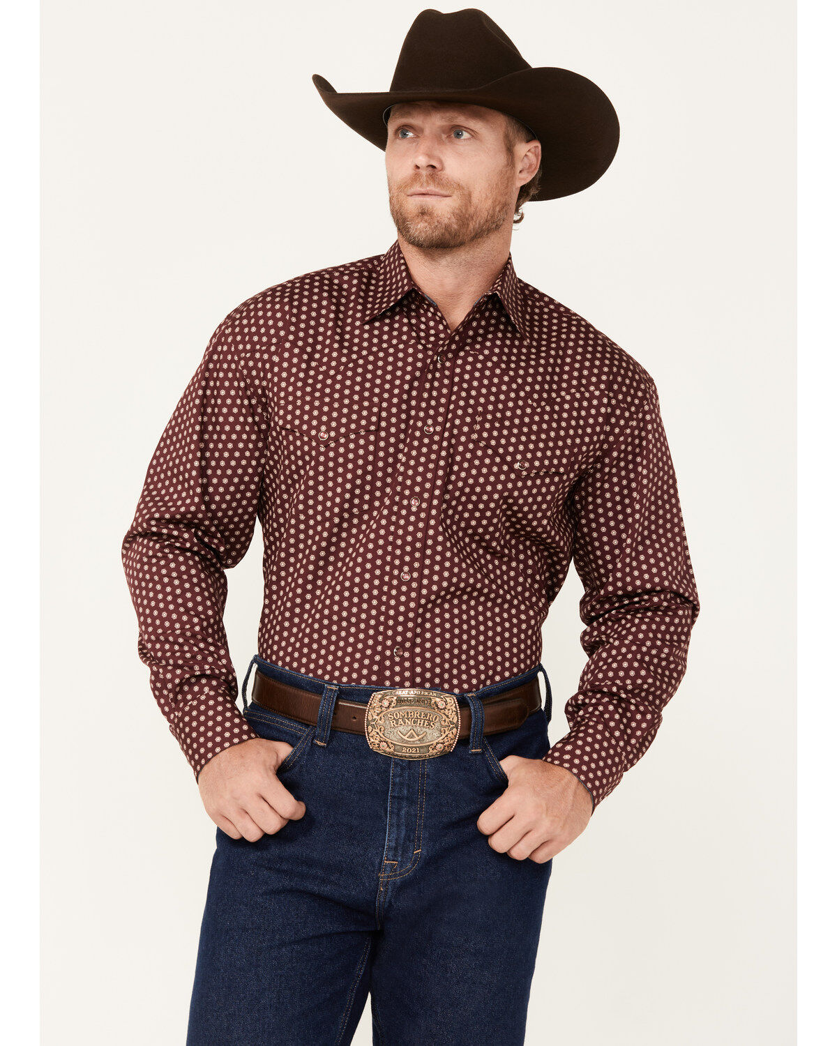Stetson Men's Geo Print Long Sleeve Snap Western Shirt