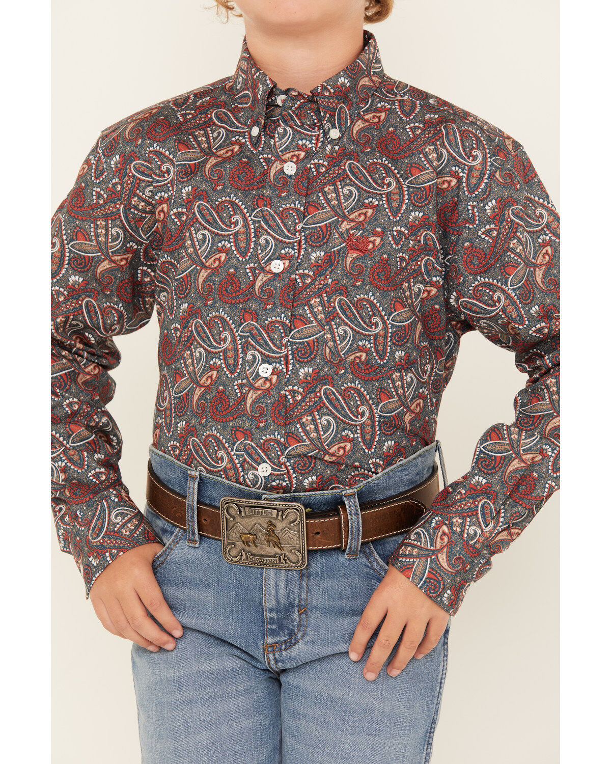 Cinch Boys' Paisley Print Long Sleeve Button Down Western Shirt