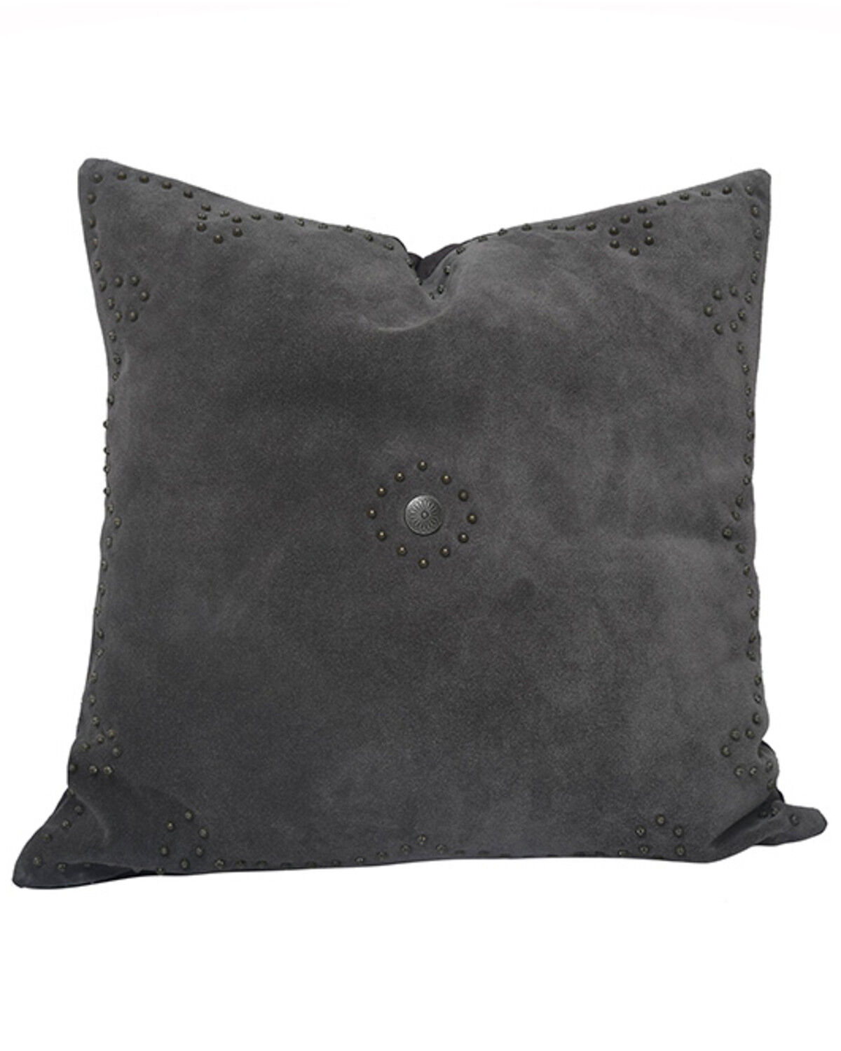 HiEnd Accents Western Suede Antique Silver Concho & Studded Pillow