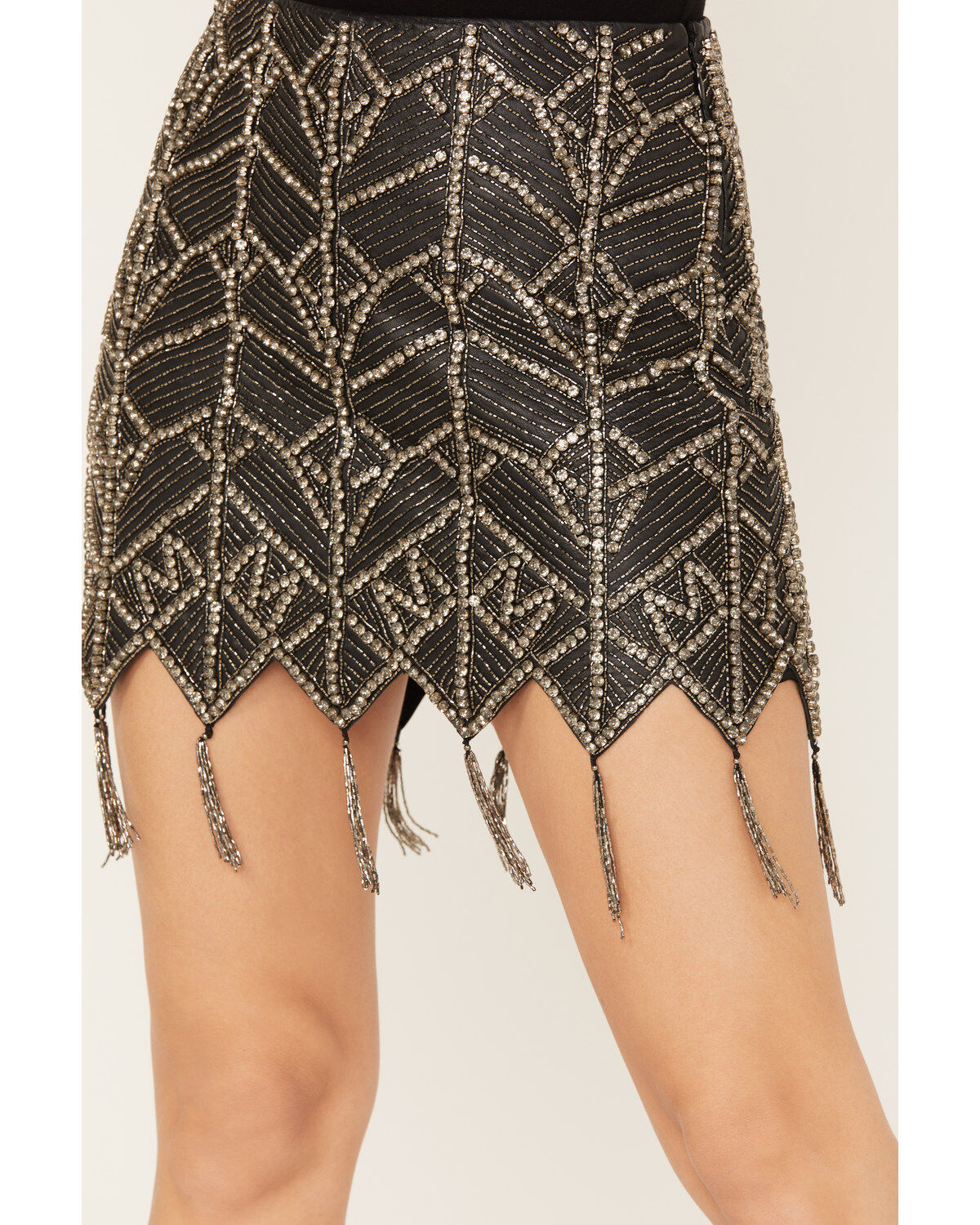 Wonderwest Women's Beaded Tassel Mini Skirt