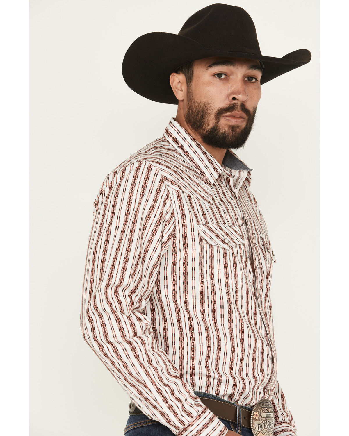 Moonshine Spirit Men's Racer Striped Print Long Sleeve Snap Western Shirt