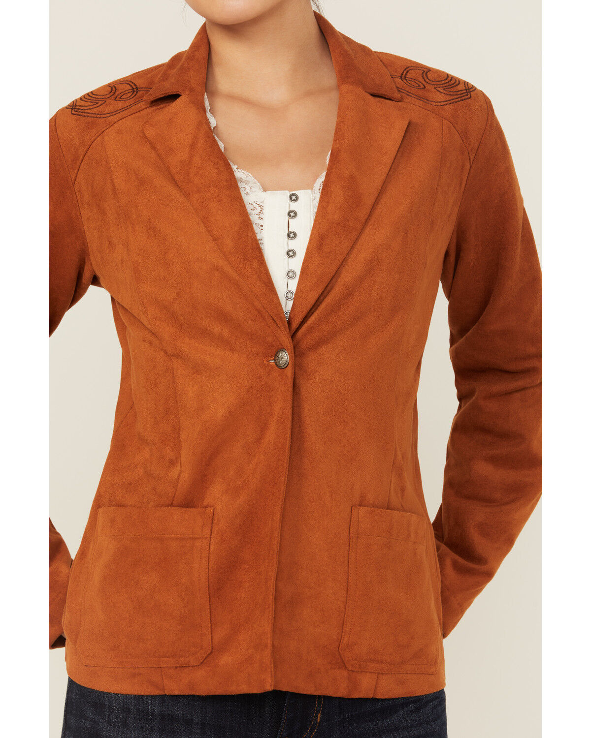 Idyllwind Women's Pasadena Embroidered Faux Suede Blazer