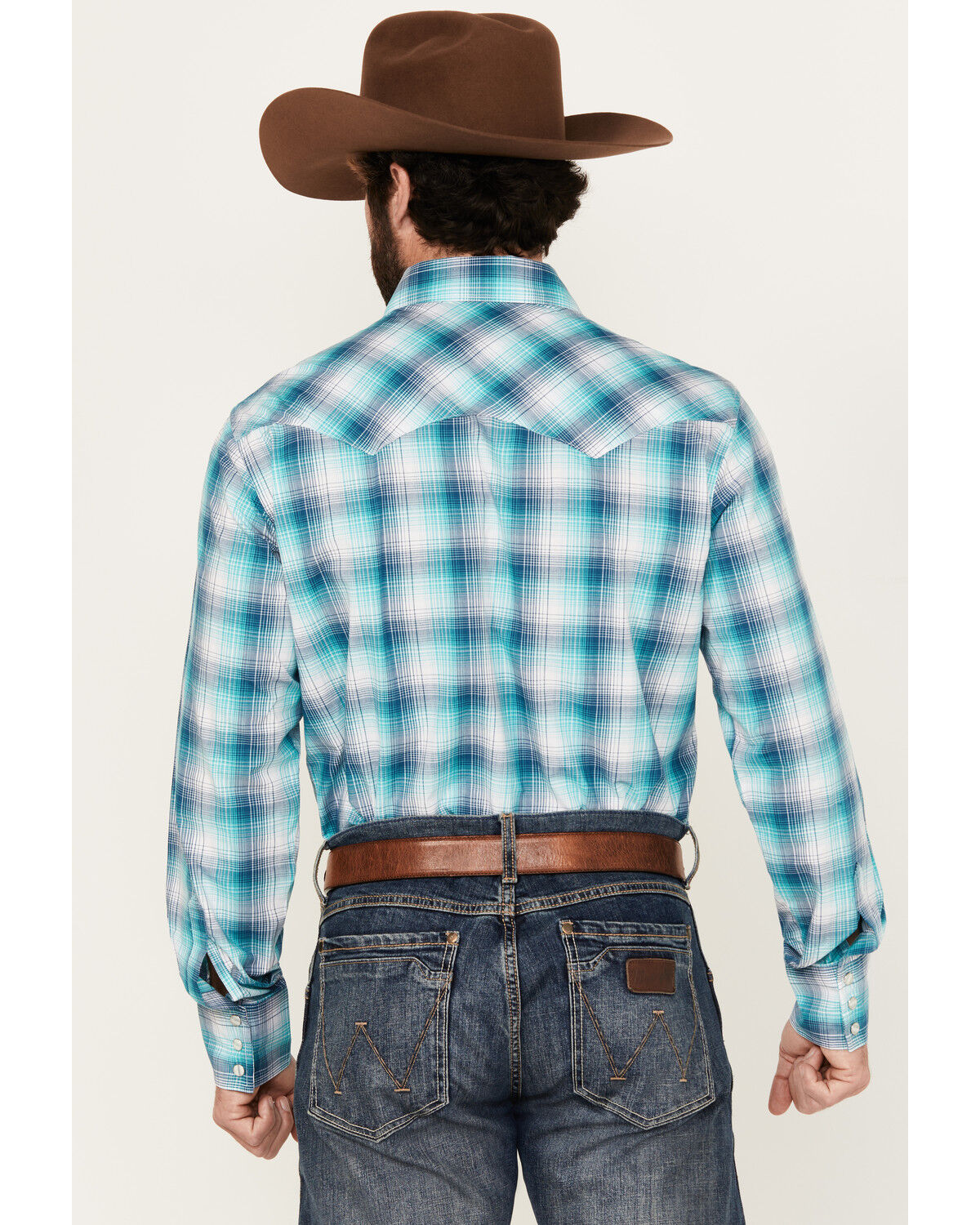 Wrangler Retro Men's Plaid Print Long Sleeve Snap Western Shirt