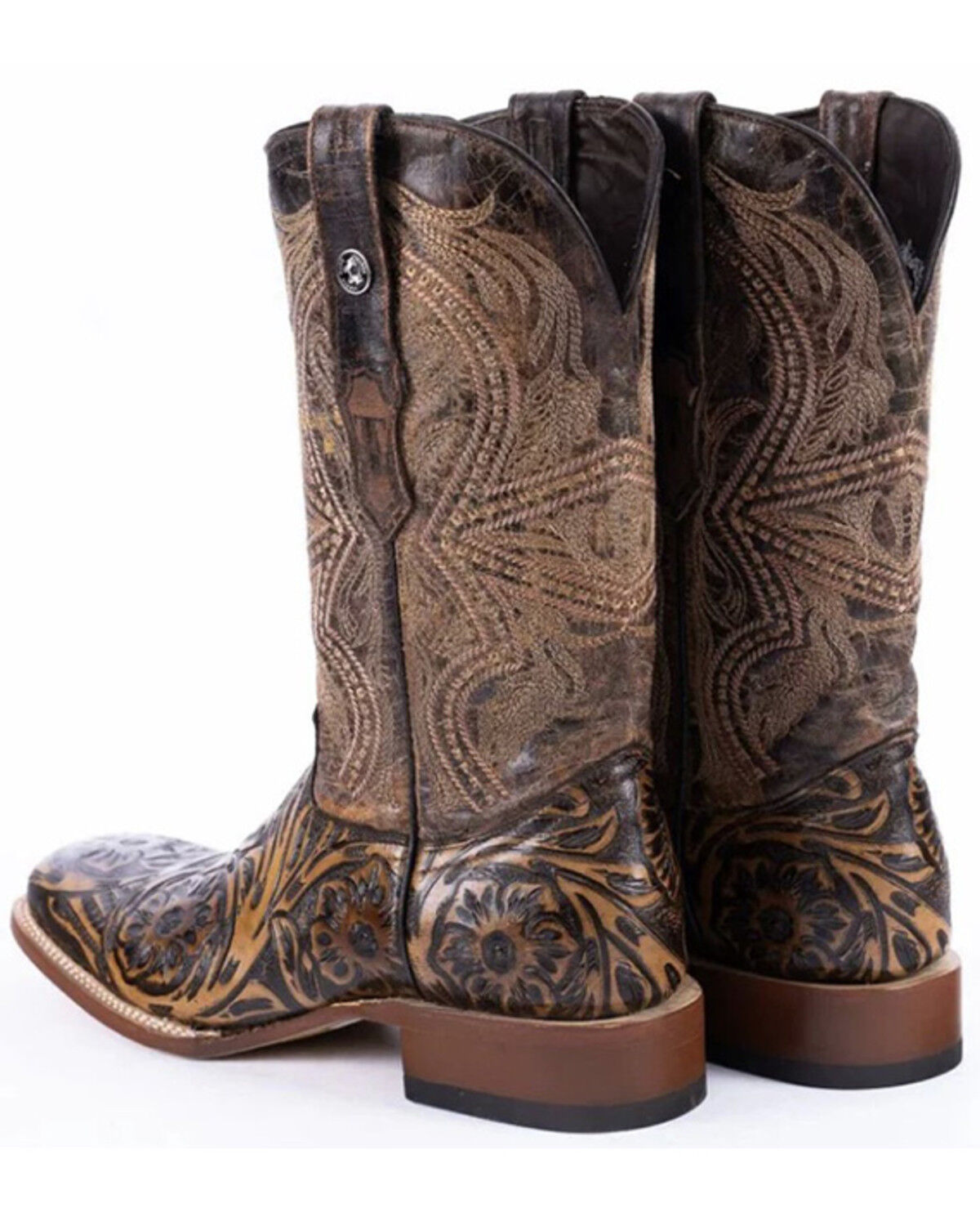Tanner Mark Men's Hand Tooled Western Boots - Broad Square Toe