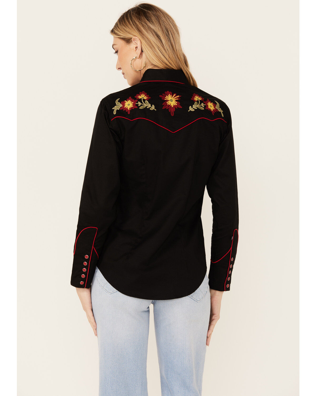 Rockmount Ranchwear Women's Vintage Floral Embroidered Long Sleeve Snap Western Shirt