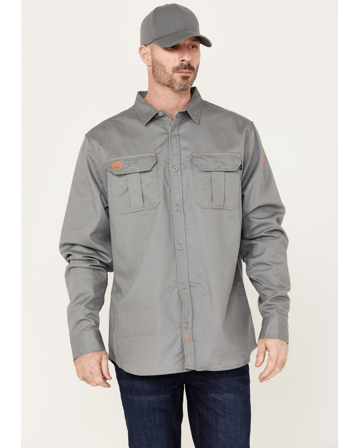 Hawx Men's FR Solid Long Sleeve Button-Down Woven Work Shirt - Big & Tall