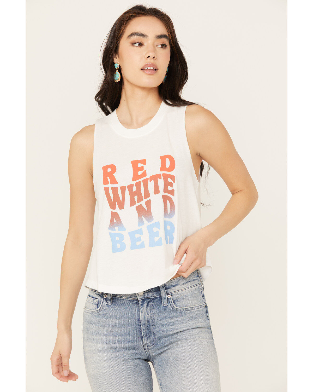 White Crow Women's Red, White and Beer Graphic Tank