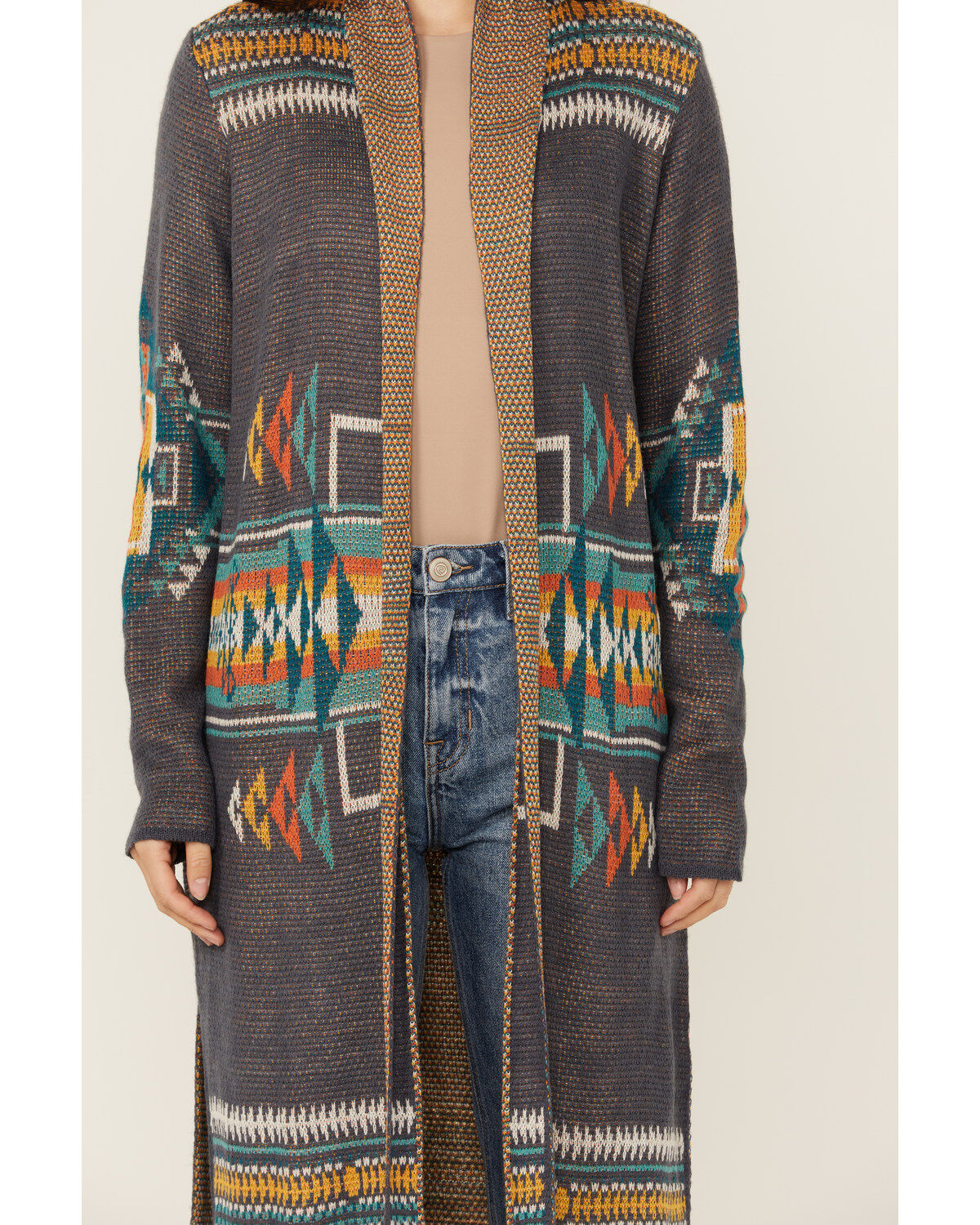 Rock & Roll Denim Women's Southwestern Print Duster Cardigan