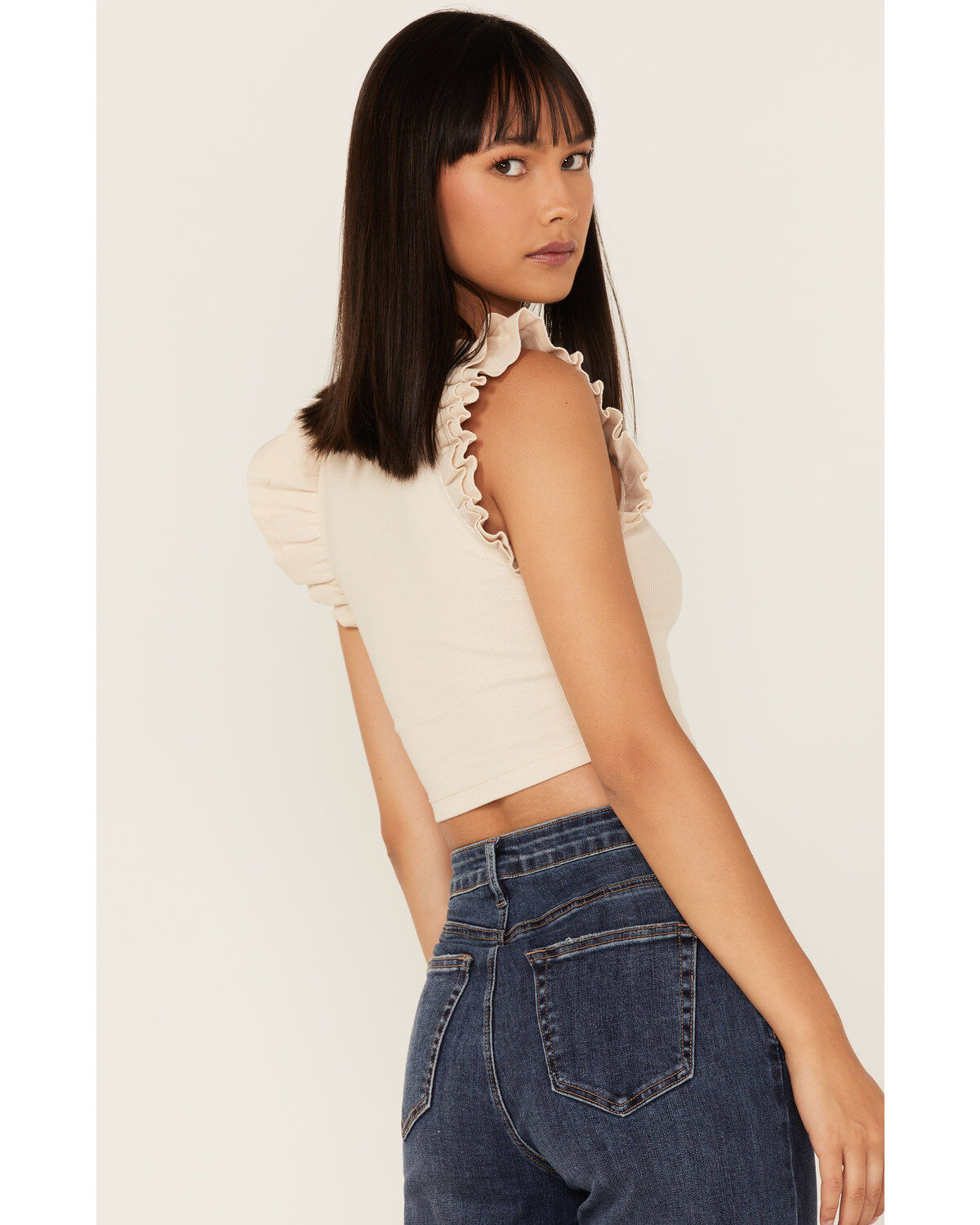 Shyanne Women's Ribbed Ruffle Crop Top