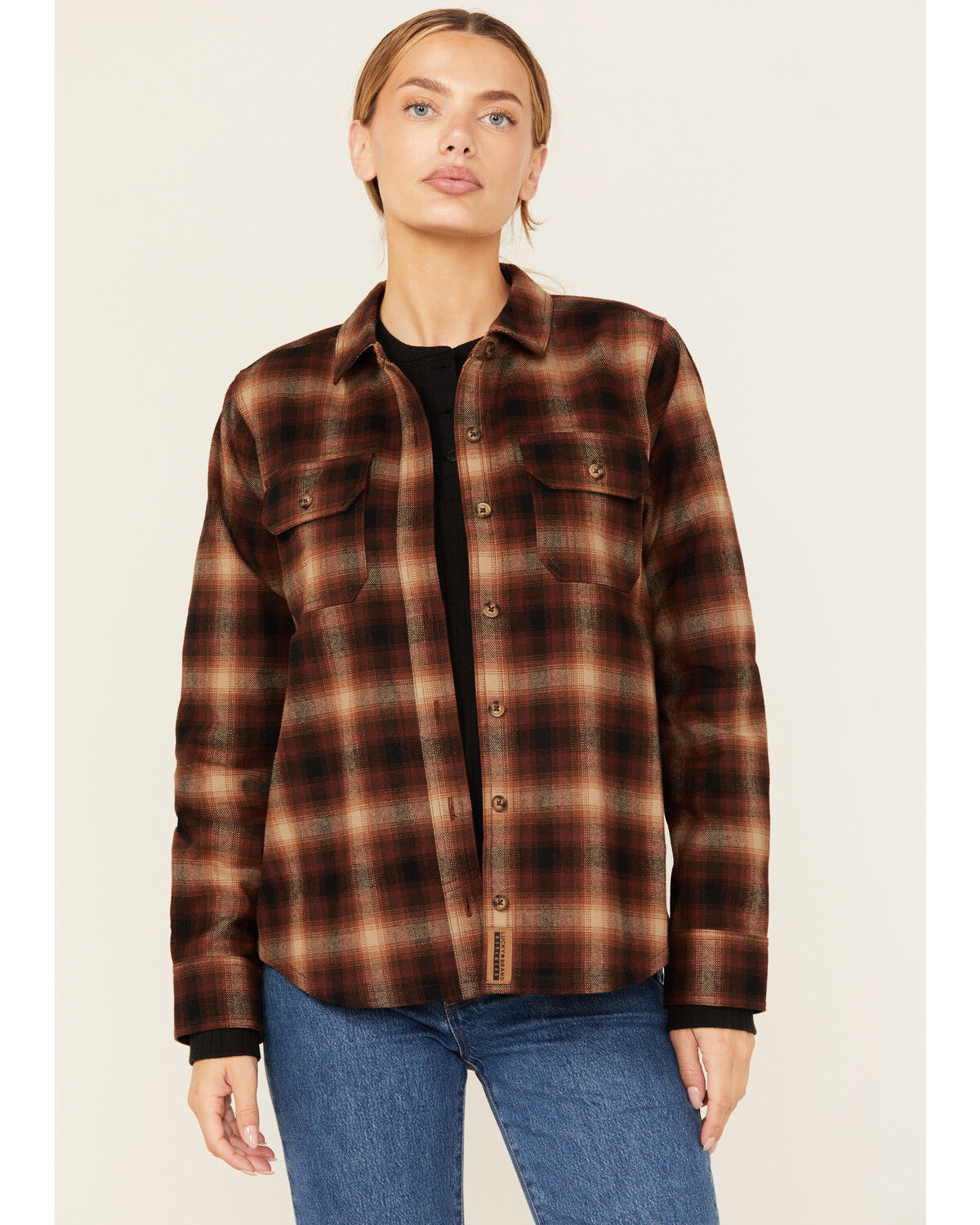 Lucky Brand Workwear Women's River Plaid Print Long Sleeve Button-Down Flannel Work Shirt