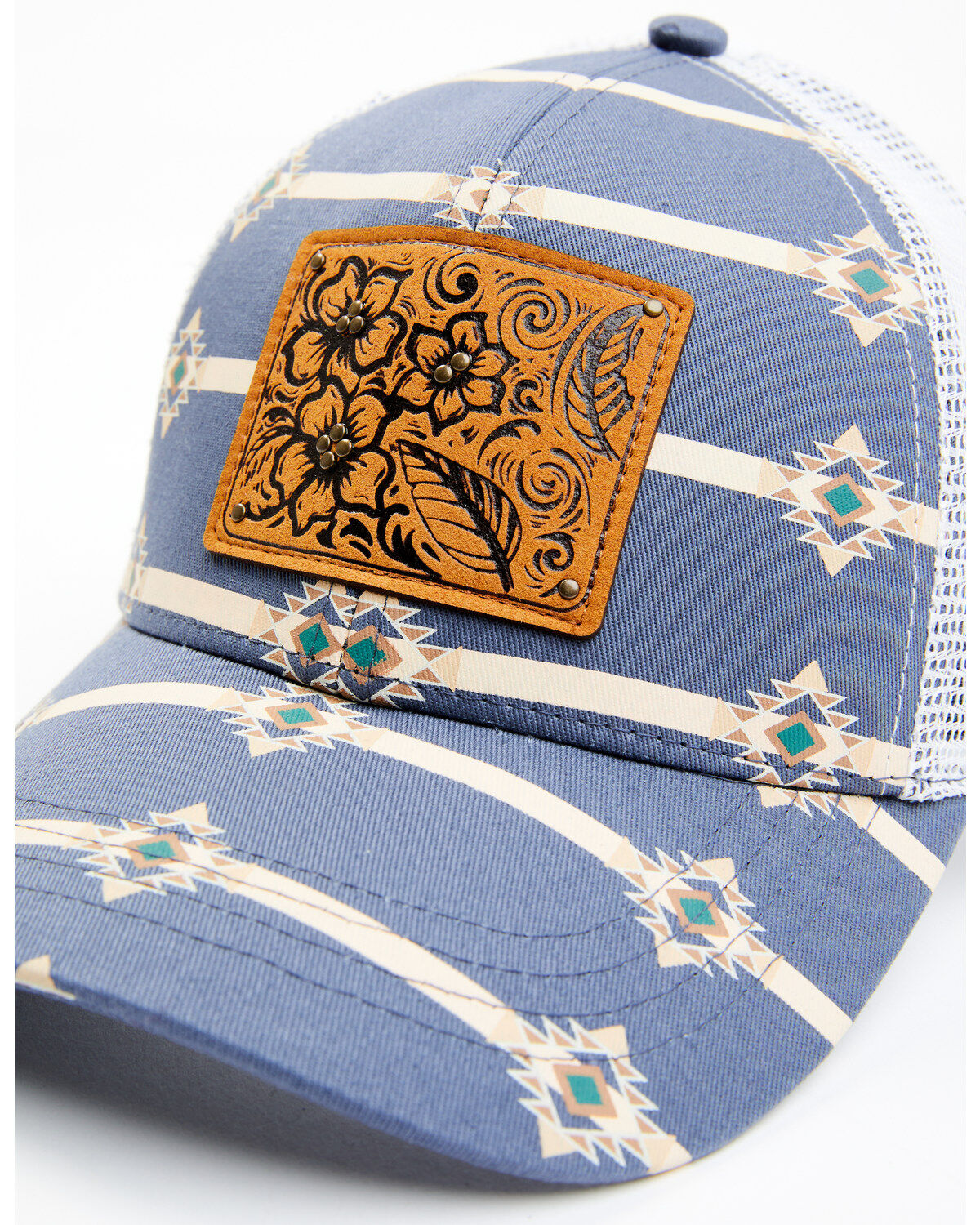 Shyanne Women's Leather Patch Pony Hole Mesh Ball Cap