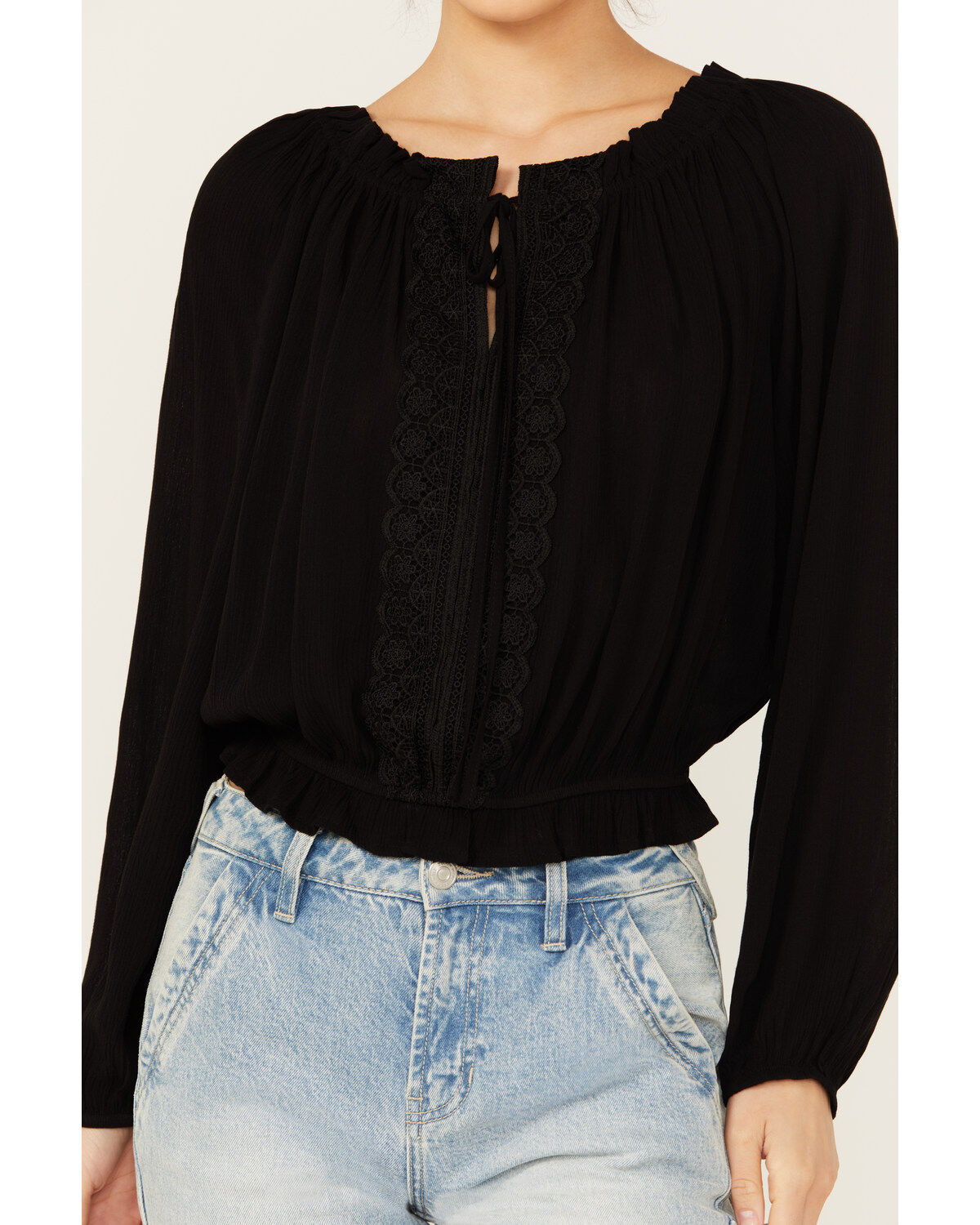 Tempted Women's Crochet Long Sleeve Top